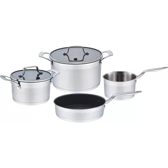 Batterie de 6 pièces platine en inox 