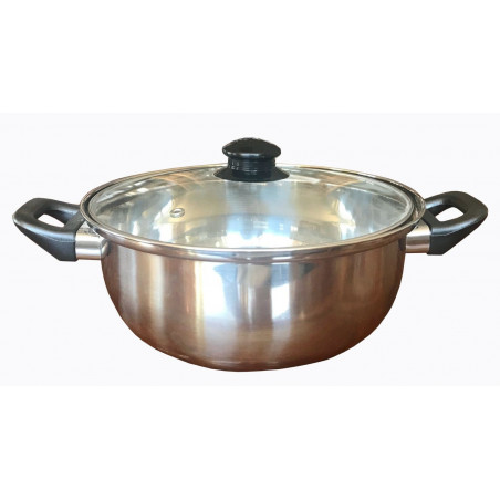 Friteuse en inox 26 cm couvercle verre bouton bakelite - tous feux et induction 