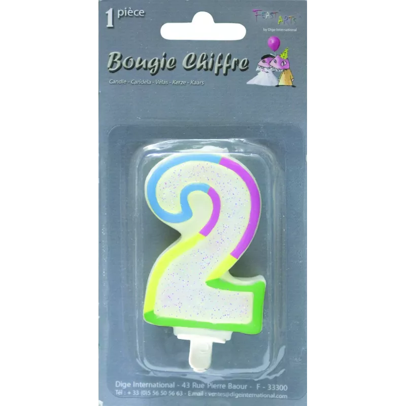 Bougie chiffre pailletee nÂ°2  