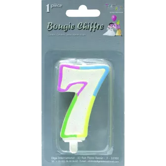 Bougie chiffre pailletee nÂ°7  