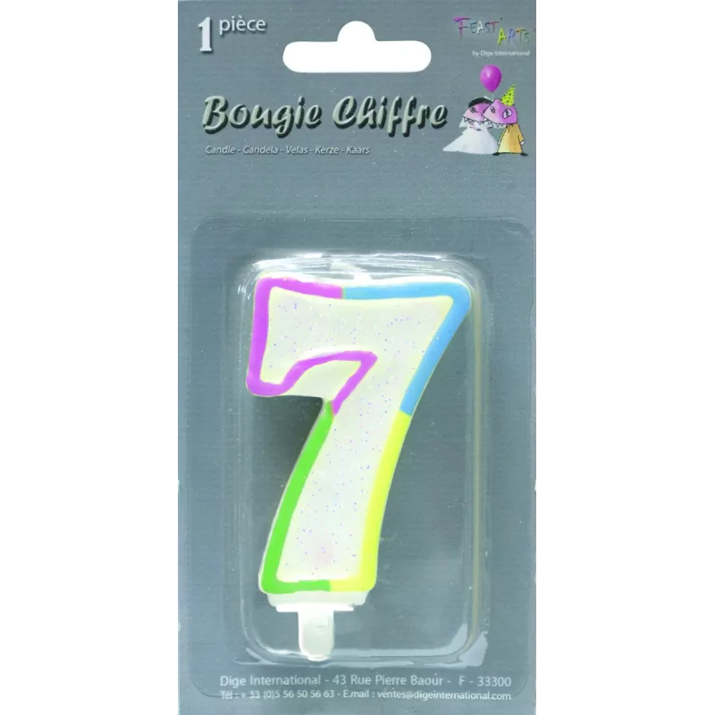 Bougie chiffre pailletee nÂ°7  