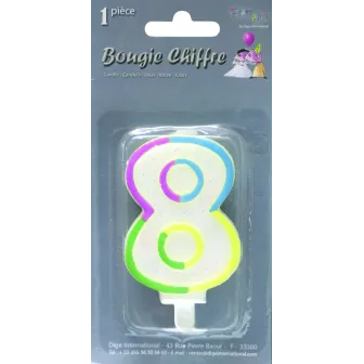 Bougie chiffre pailletee nÂ°8  