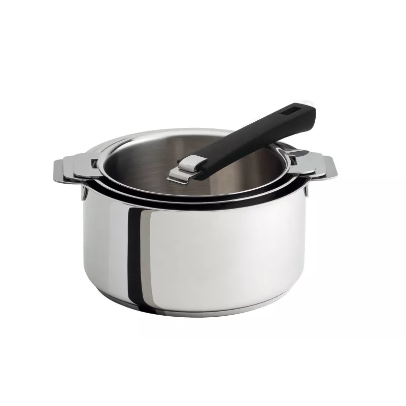 Série 3 Casseroles amovibles mutine + 1 Poignée Noir