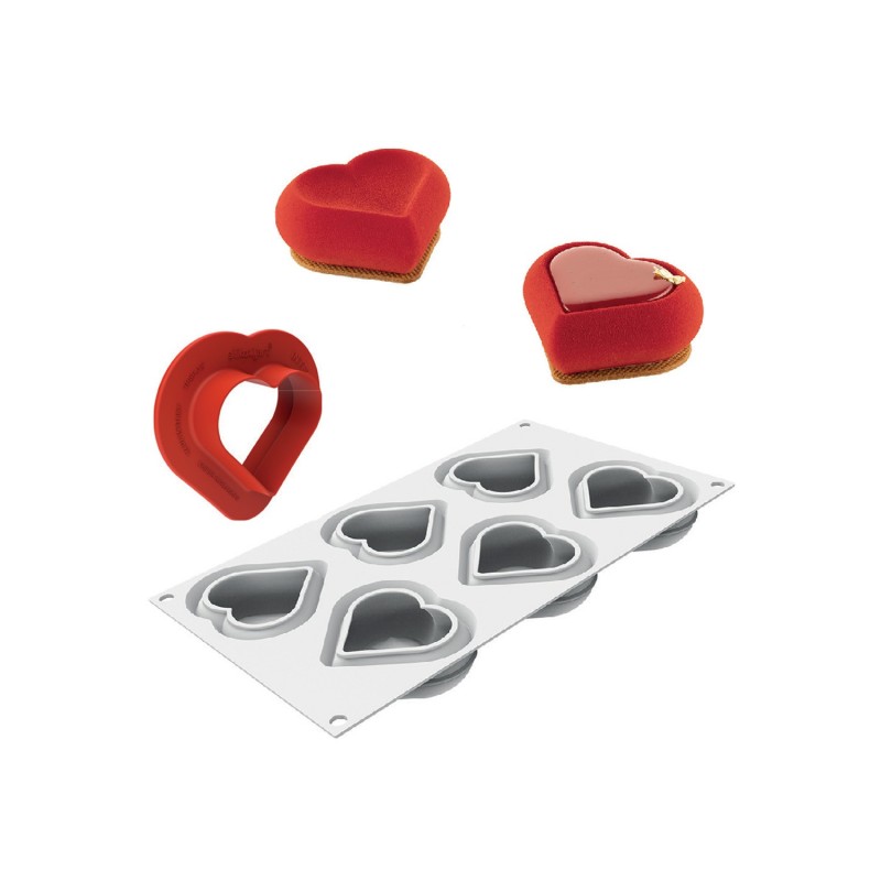 Moule Silicone Platinum 6 Cœurs Heartix - Silikomart 