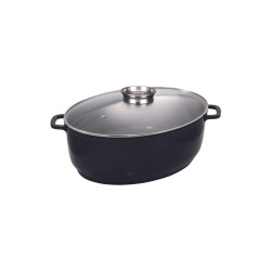 Cocotte ovale jumbo 43 x 33 x 13,8 cm avec couvercle en verre 