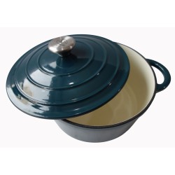 Cocotte ronde avec couvercle bleu vert dégradé 