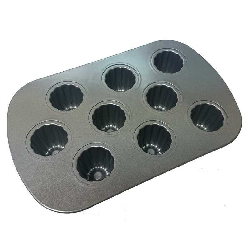 Plaque 9 cannelés 34x22x5,5 cm en acier revêtu sucre et gourmandise 
