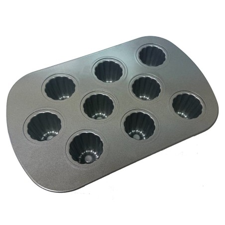 Plaque 9 cannelés 34x22x5,5 cm en acier revêtu sucre et gourmandise 