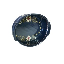 Plat ovale 2 bleu margerite 