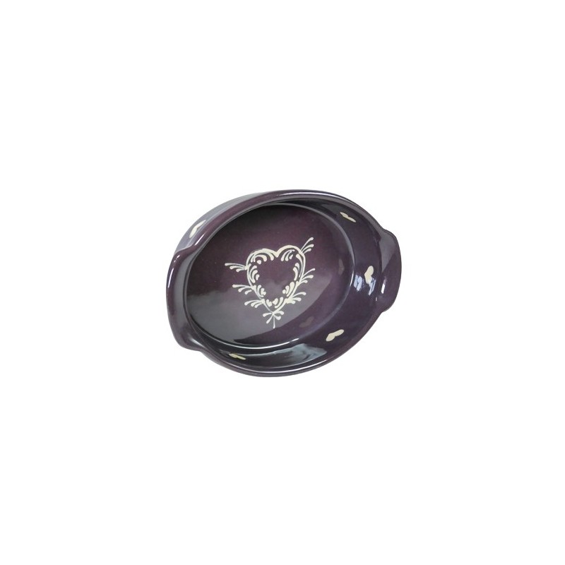 Plat ovale 2 aubergine coeur 