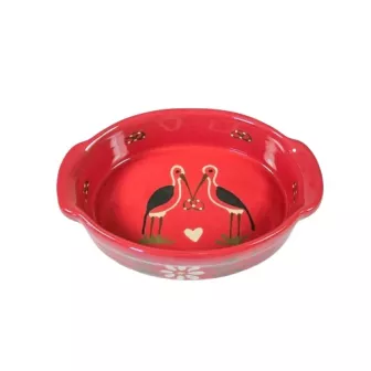 Plat ovale 3 rouge cigogne 