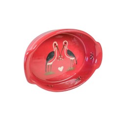 Plat ovale 3 rouge cigogne 