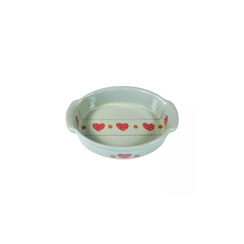 Plat ovale 3 gris ciel frise coeur 