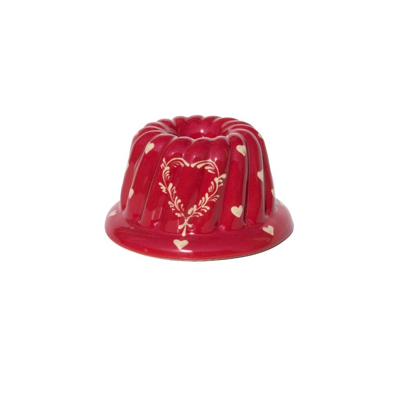 Kougelhopf N°2 de 12 cm Rouge Coeur - Poterie Alsacienne Siegfried