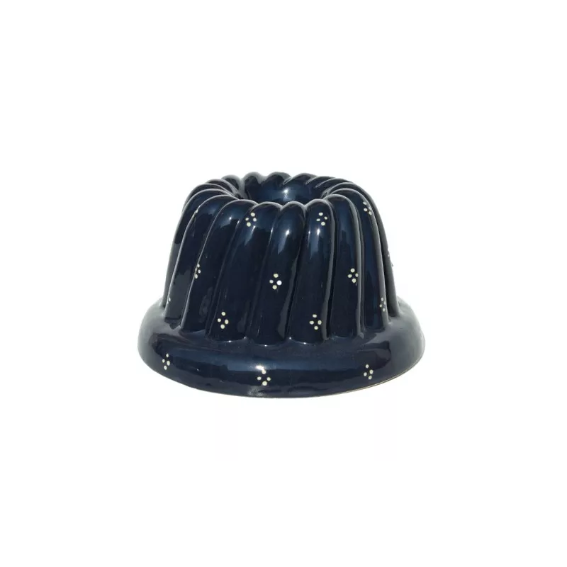 Kougelhopf N°3 de 14 cm Bleu 4 Points  - Poterie Alsacienne Siegfried