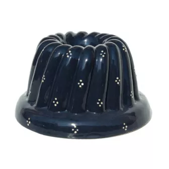Kougelhopf N°6 de 20 cm Bleu 4 Points  - Poterie Alsacienne Siegfried