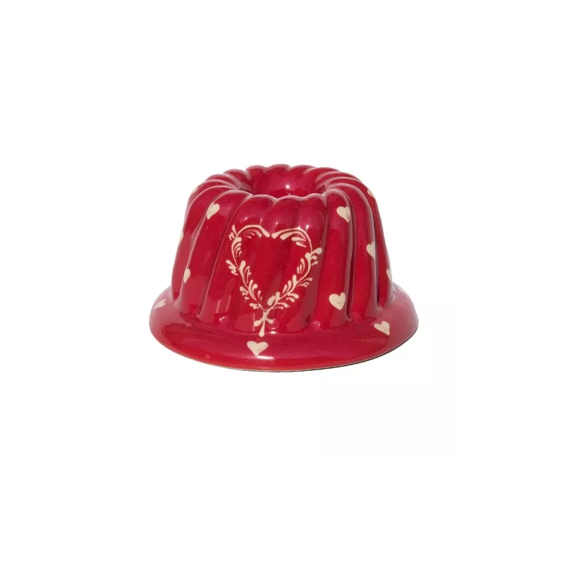 Kougelhopf N°8 de 24 cm Rouge Coeur - Poterie Alsacienne Siegfried