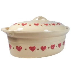 Terrine ovale 2 nat frise coeur 