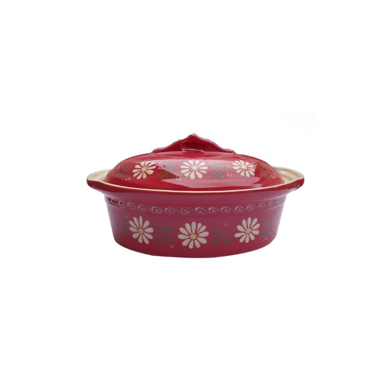 Terrine ovale 2 rouge margerite 