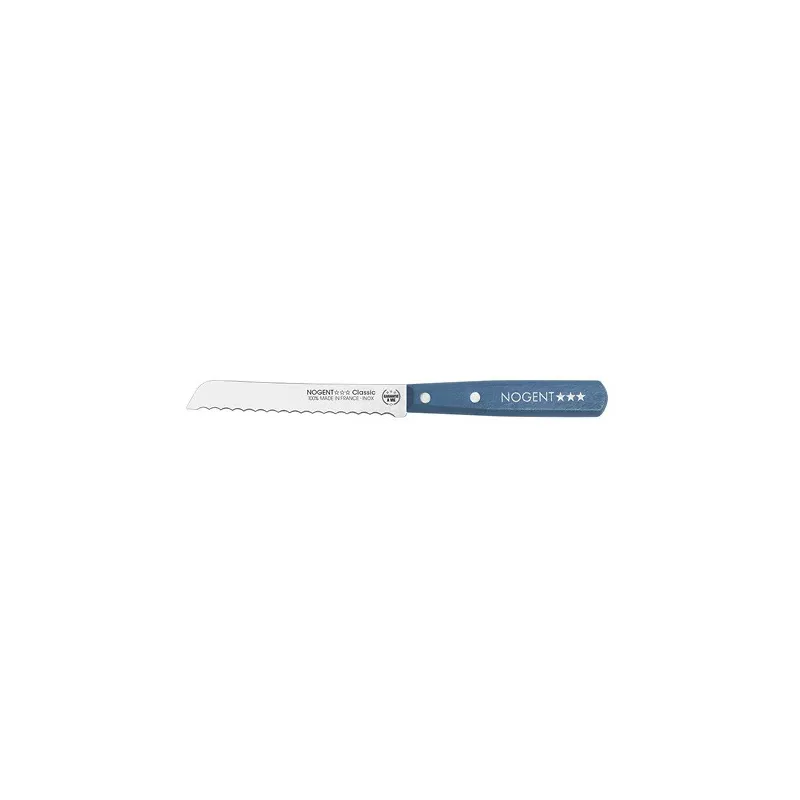 Couteau pain 11 cm crantee bleu paon 