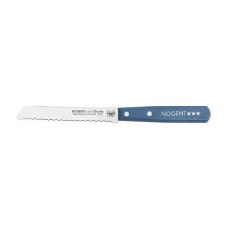 Couteau pain 11 cm crantee bleu paon 