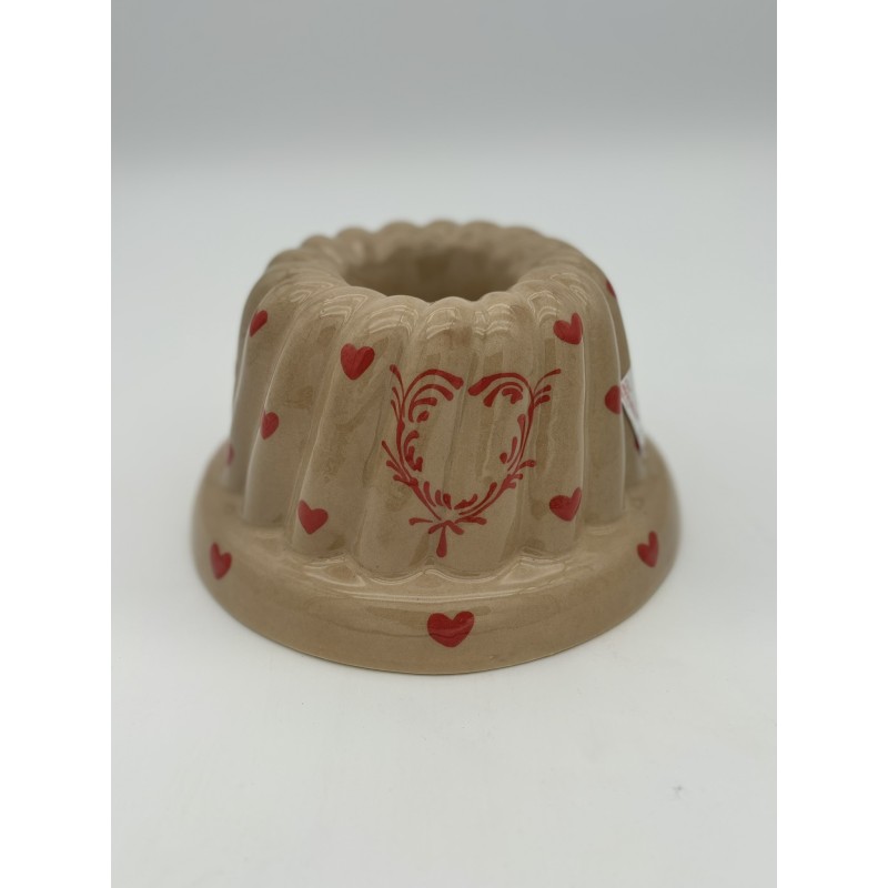 Kougelhopf N°7 de 22 cm Taupe Coeur - Poterie Alsacienne Siegfried