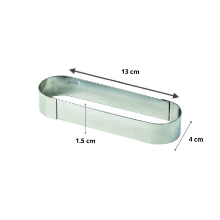 Moule Oblong en Inox - 13 x 4 cm, Hauteur 1,5 cm 