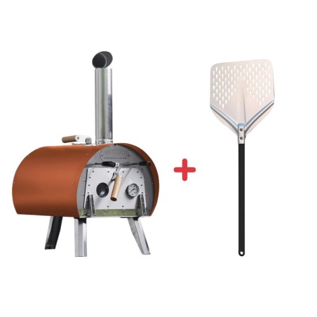 Pack Four à bois Marcel Orange + Pelle à pizza perforée – Louis Tellier 