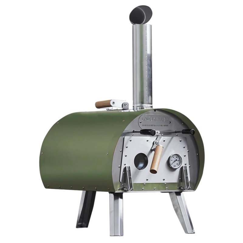 Pack Four à bois Marcel Vert + Pelle à pizza perforée + Housse imperméable – Louis Tellier 