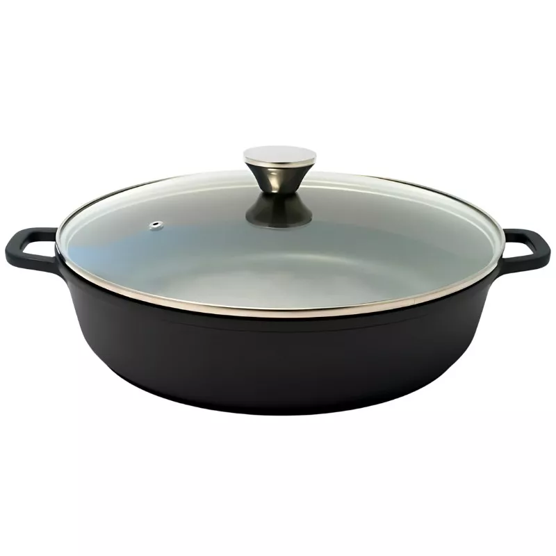 Mijoteuse avec couvercle verre en fonte aluminium Diamètre:32 cm Contenance:5 L
