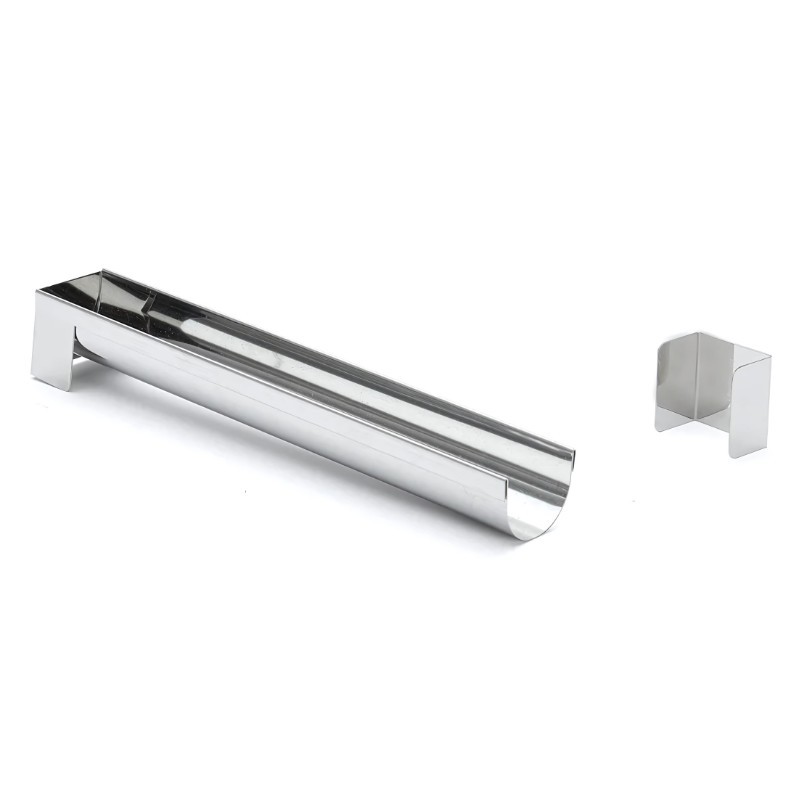 Gouttière à bûche ronde en inox - 30 x 4,4 x 4 cm 