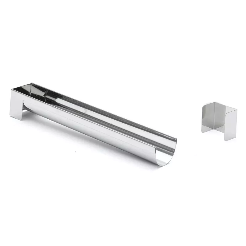 Gouttière à bûche ronde en inox - 30 x 4,4 x 4 cm 