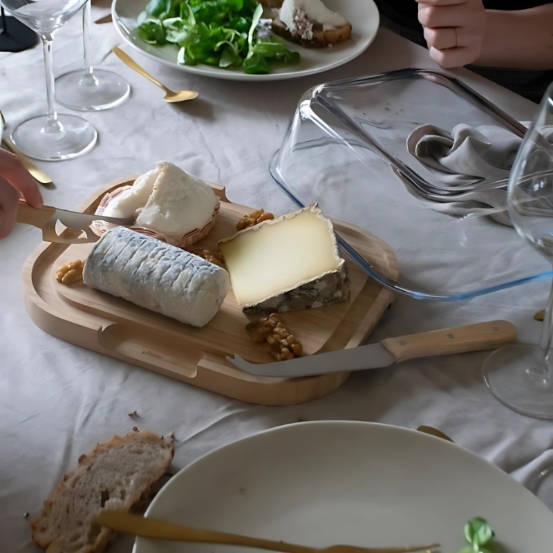 Plateau à fromage en bambou avec couvercle 