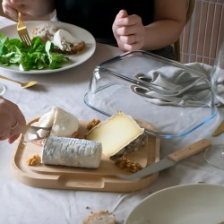 Plateau à fromage en bambou avec couvercle 
