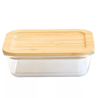 Plat-boîte rectangulaire en verre et bambou – 1.8 L 