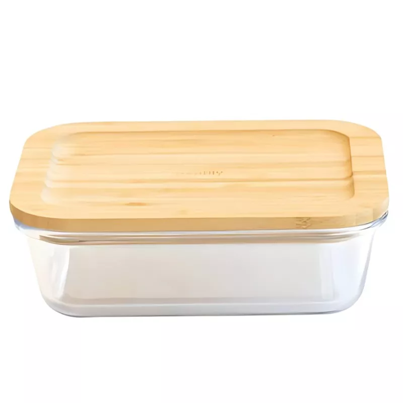 Plat-boîte rectangulaire en verre et bambou – 1.8 L 