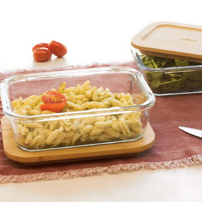 Plat-boîte rectangulaire en verre et bambou – 1.8 L 