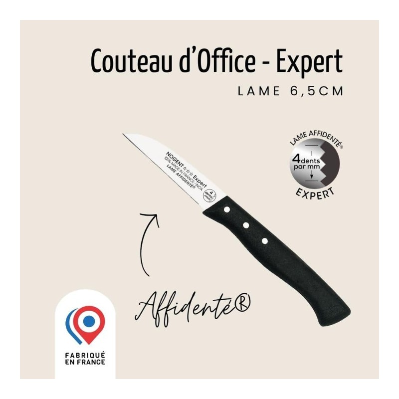 Couteau d’office Expert Affidenté® Noir Nogent*** Taille:6.5 cm