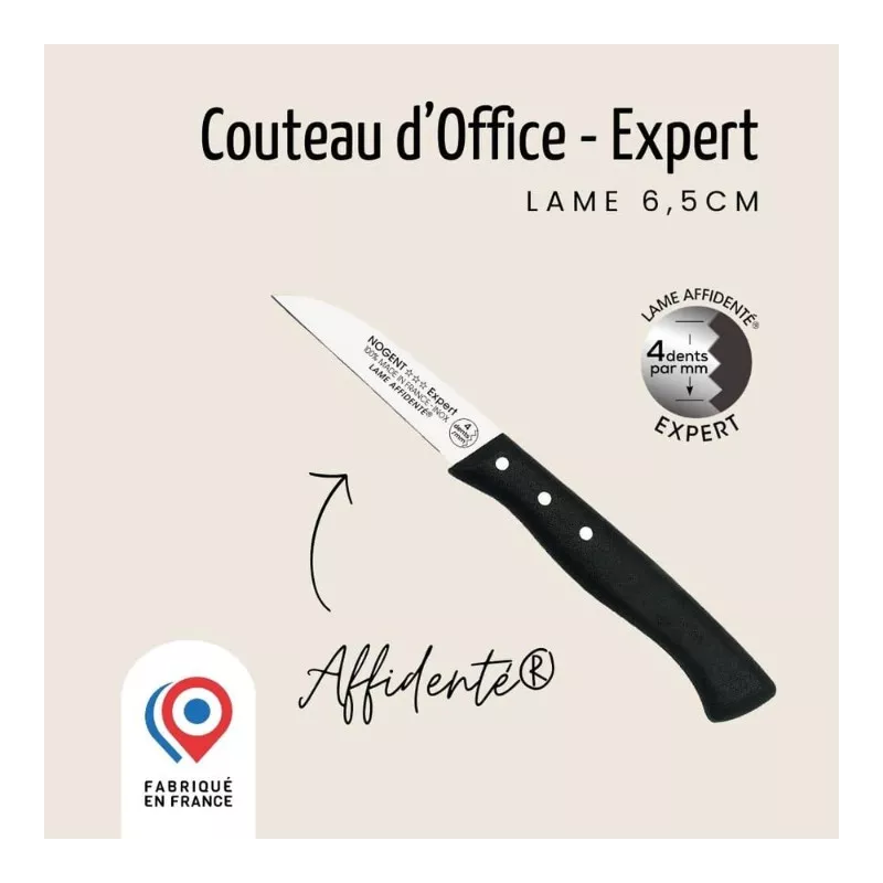 Couteau d’office Expert Affidenté® Noir Nogent*** Taille:6.5 cm