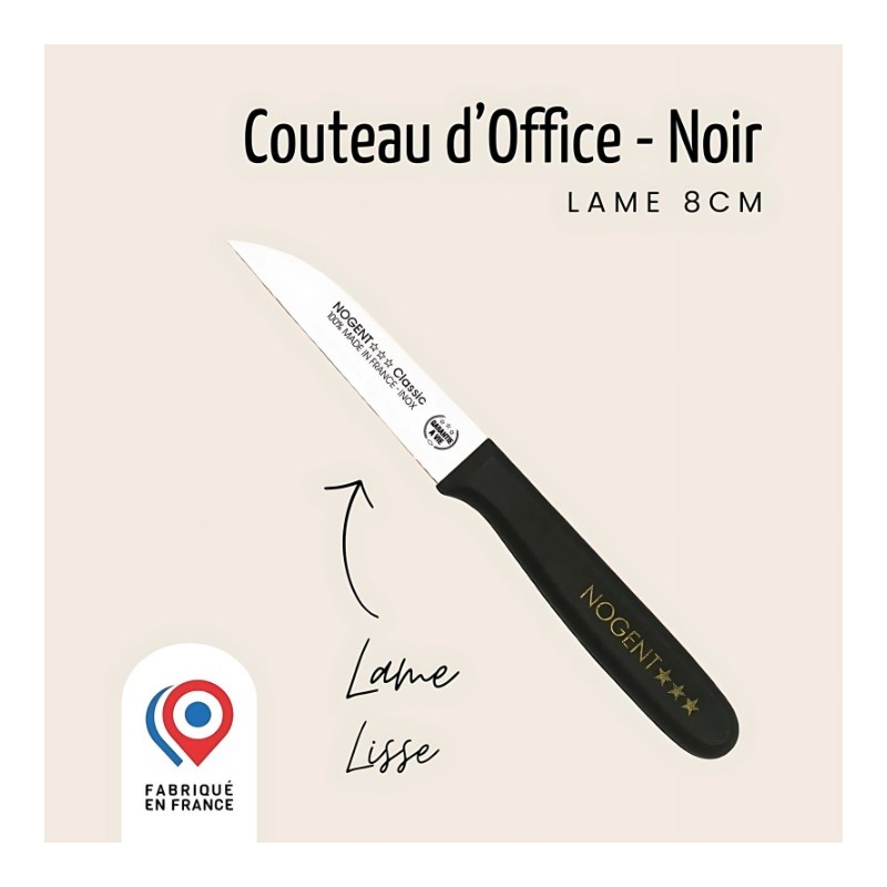 Couteau d’office Expert Affidenté® Noir Nogent*** Taille:8 cm
