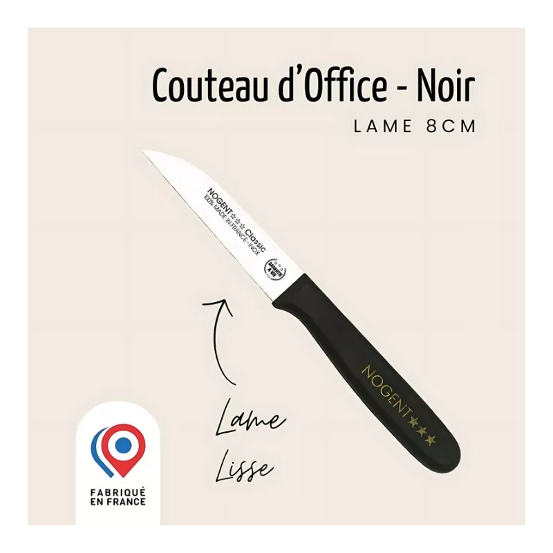 Couteau d’office Expert Affidenté® Noir Nogent*** Taille:8 cm