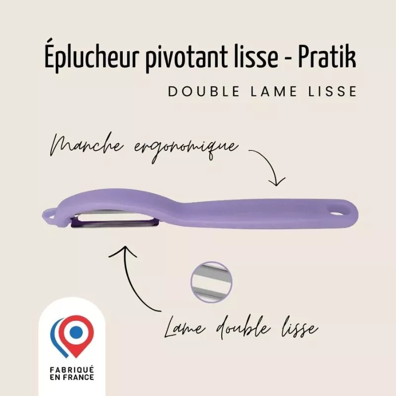Éplucheur pivotant lame lisse double tranchant forme I lavande 