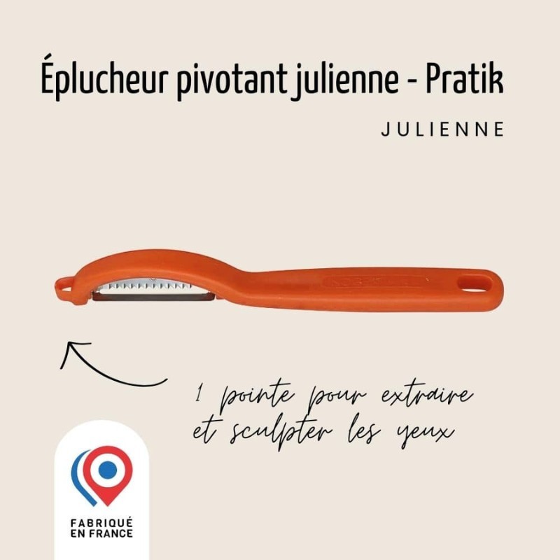 Éplucheur pivotant lame julienne forme I orange 