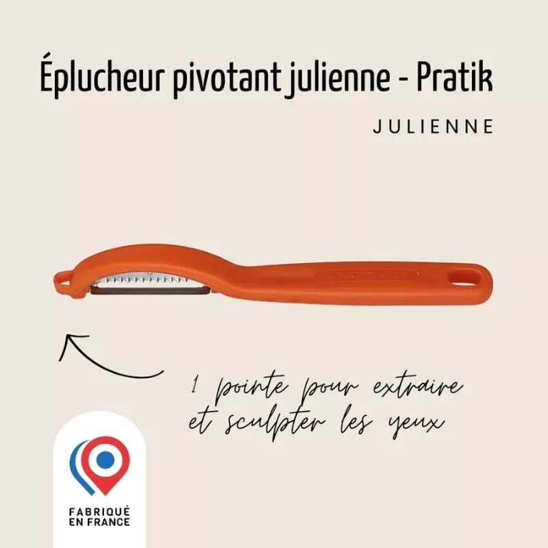 Éplucheur pivotant lame julienne forme I orange 
