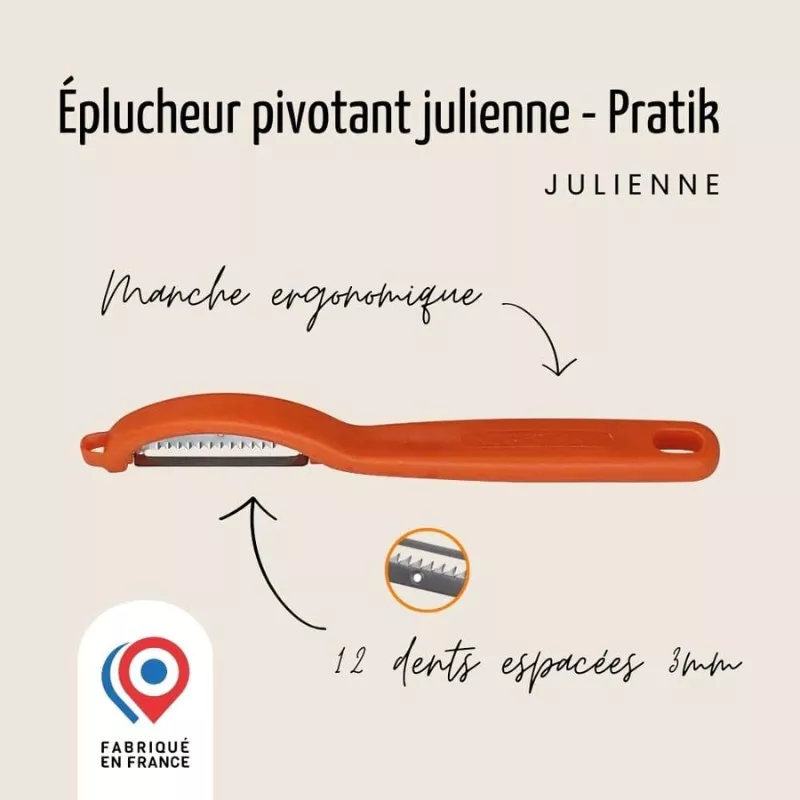 Éplucheur pivotant lame julienne forme I orange 