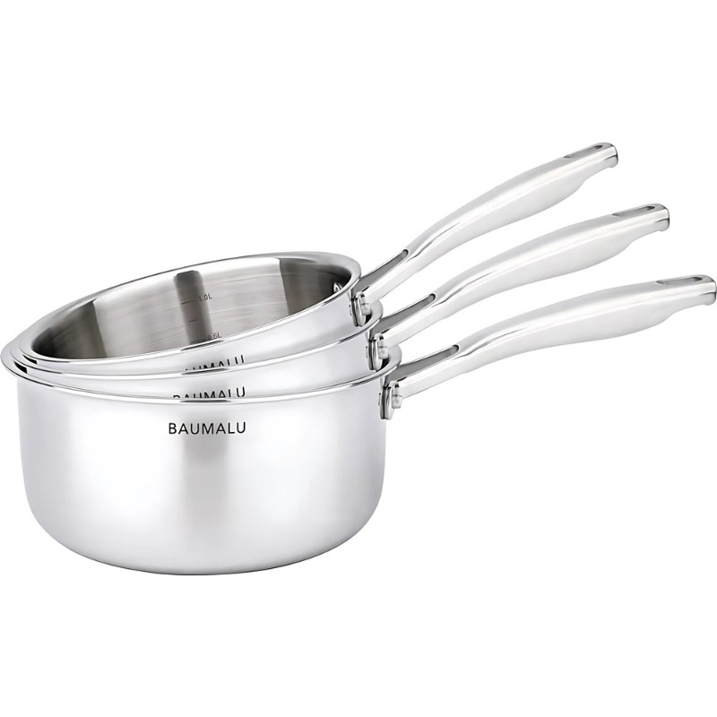Lot de 3 casseroles en inox Tripli Pro - 16, 18, 20 cm | CuisinezPâtissez
