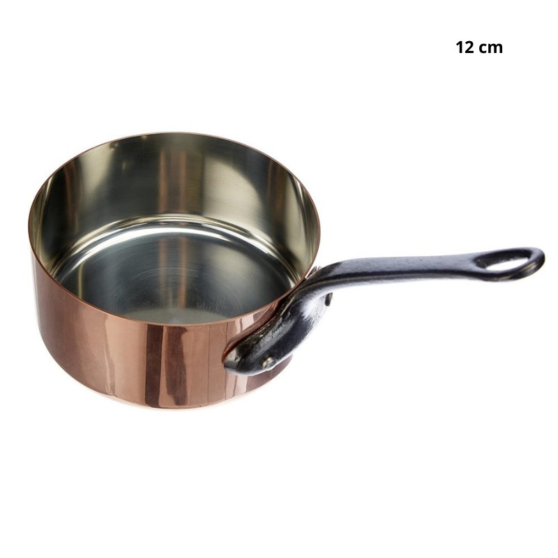 Casserole tous feux sauf induction en cuivre massif Diamètre:12 cm