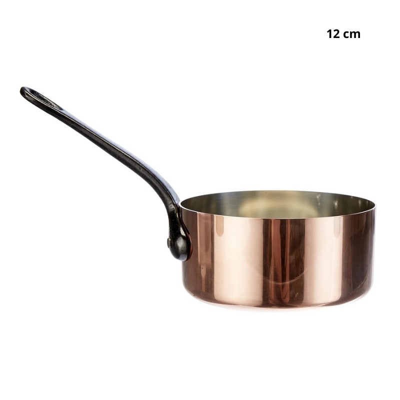 Casserole tous feux sauf induction en cuivre massif Diamètre:12 cm