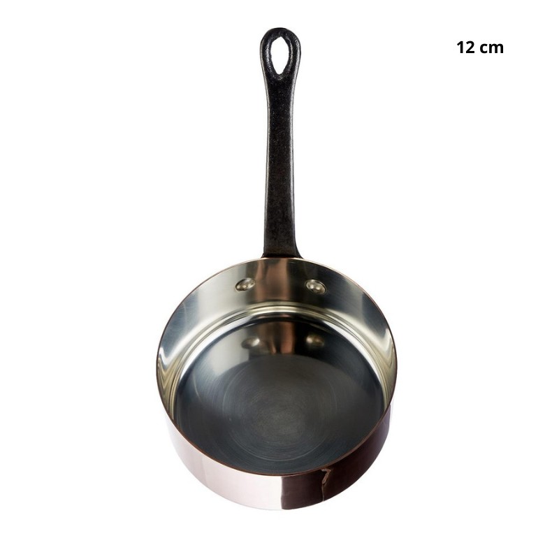 Casserole tous feux sauf induction en cuivre massif Diamètre:12 cm