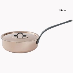 Sauteuse avec couvercle inox b'chef en cuivre inox Diamètre:24 cm
